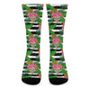 Aloha Skull Striped Pattern Print Crew Socks