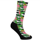 Aloha Skull Striped Pattern Print Crew Socks