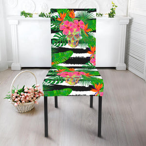 Aloha Skull Striped Pattern Print Dining Chair Slipcover