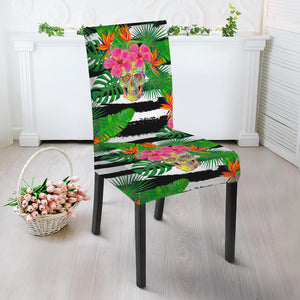 Aloha Skull Striped Pattern Print Dining Chair Slipcover