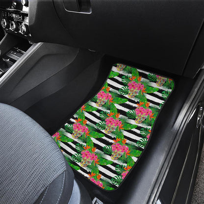 Aloha Skull Striped Pattern Print Front and Back Car Floor Mats