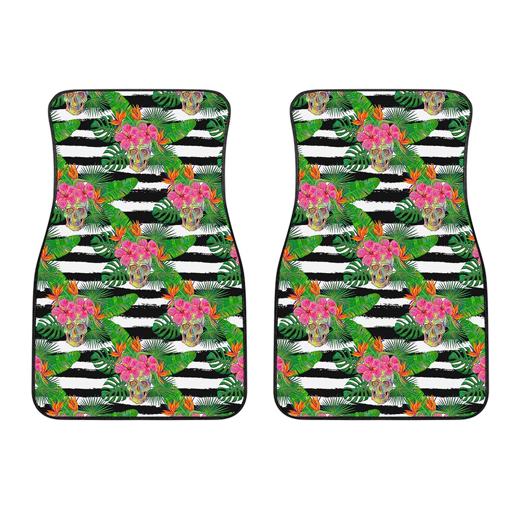 Aloha Skull Striped Pattern Print Front Car Floor Mats