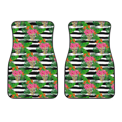 Aloha Skull Striped Pattern Print Front Car Floor Mats