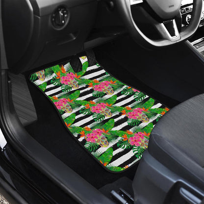 Aloha Skull Striped Pattern Print Front Car Floor Mats