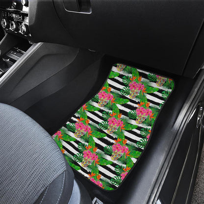 Aloha Skull Striped Pattern Print Front Car Floor Mats