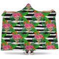 Aloha Skull Striped Pattern Print Hooded Blanket