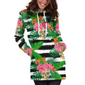 Aloha Skull Striped Pattern Print Pullover Hoodie Dress