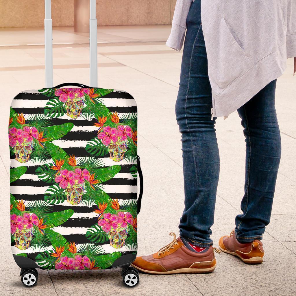 Aloha Skull Striped Pattern Print Luggage Cover GearFrost