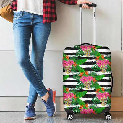 Aloha Skull Striped Pattern Print Luggage Cover GearFrost