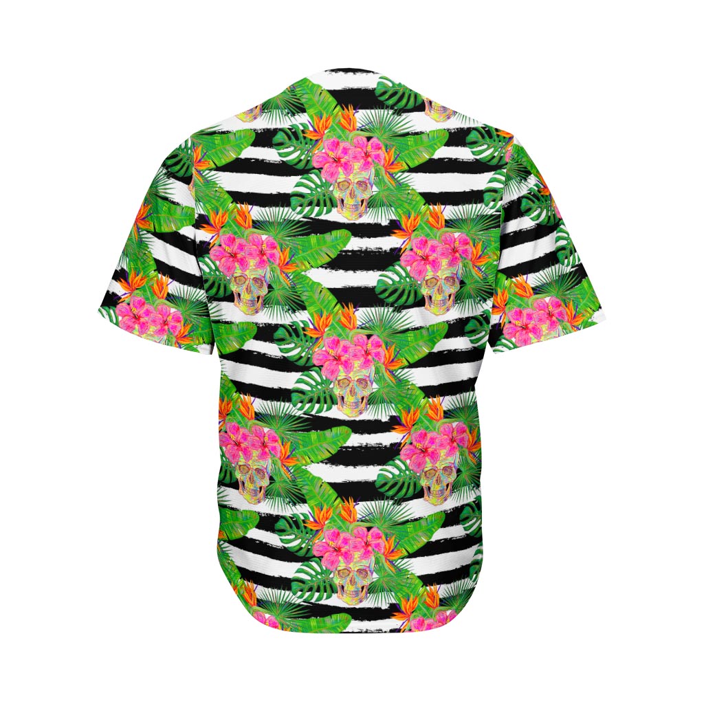 Aloha Skull Striped Pattern Print Men's Baseball Jersey