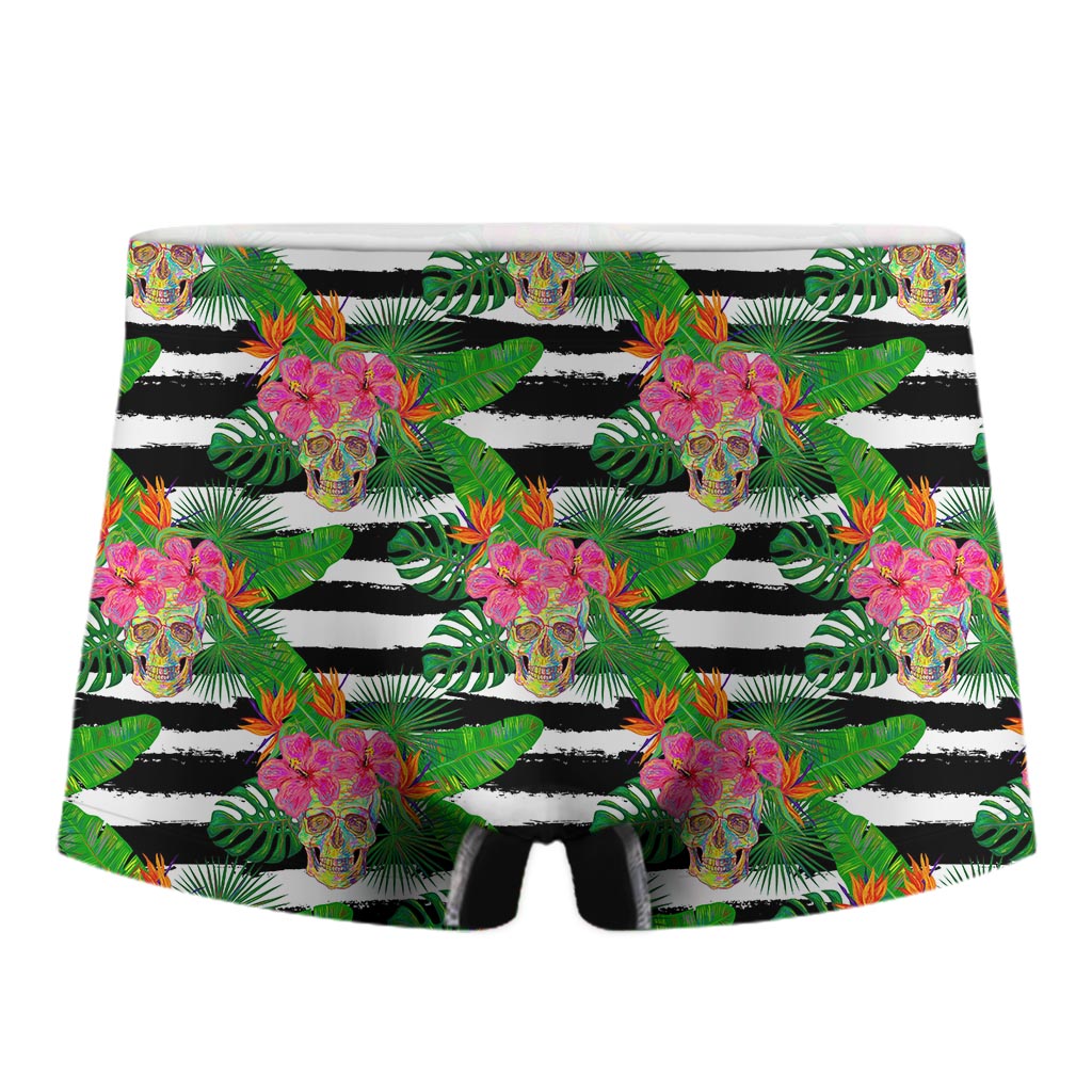 Aloha Skull Striped Pattern Print Men's Boxer Briefs