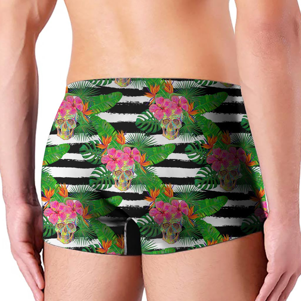 Aloha Skull Striped Pattern Print Men's Boxer Briefs