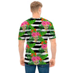 Aloha Skull Striped Pattern Print Men's T-Shirt
