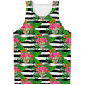 Aloha Skull Striped Pattern Print Men's Tank Top