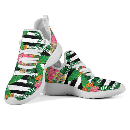Aloha Skull Striped Pattern Print Mesh Knit Shoes GearFrost