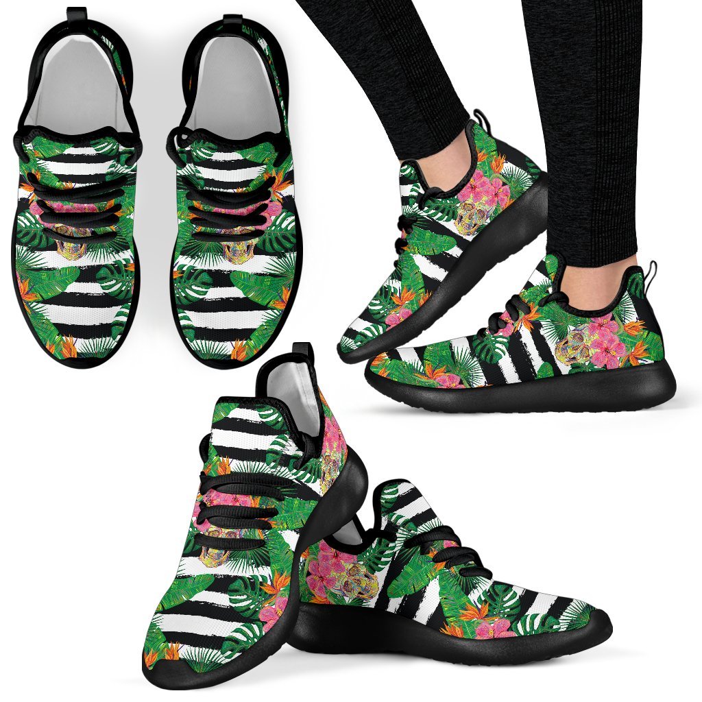 Aloha Skull Striped Pattern Print Mesh Knit Shoes GearFrost