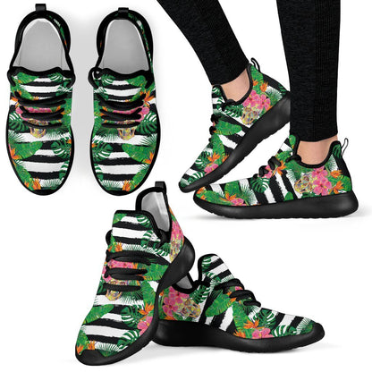 Aloha Skull Striped Pattern Print Mesh Knit Shoes GearFrost