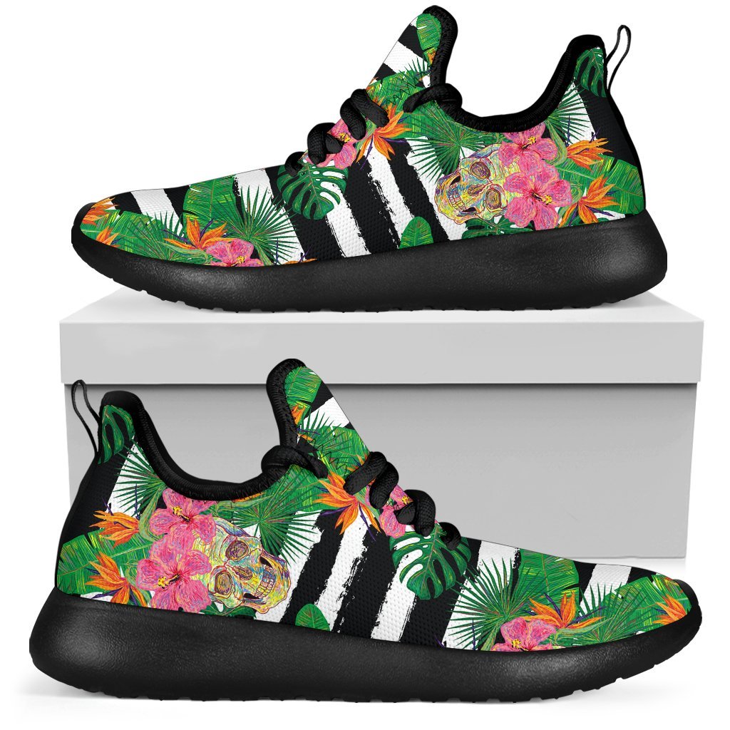 Aloha Skull Striped Pattern Print Mesh Knit Shoes GearFrost