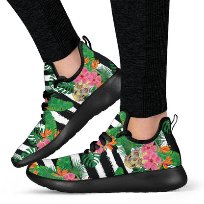 Aloha Skull Striped Pattern Print Mesh Knit Shoes GearFrost