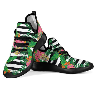 Aloha Skull Striped Pattern Print Mesh Knit Shoes GearFrost