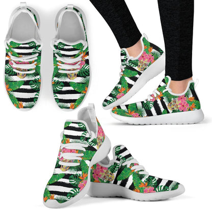 Aloha Skull Striped Pattern Print Mesh Knit Shoes GearFrost