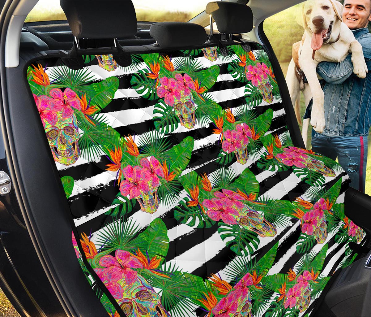 Aloha Skull Striped Pattern Print Pet Car Back Seat Cover