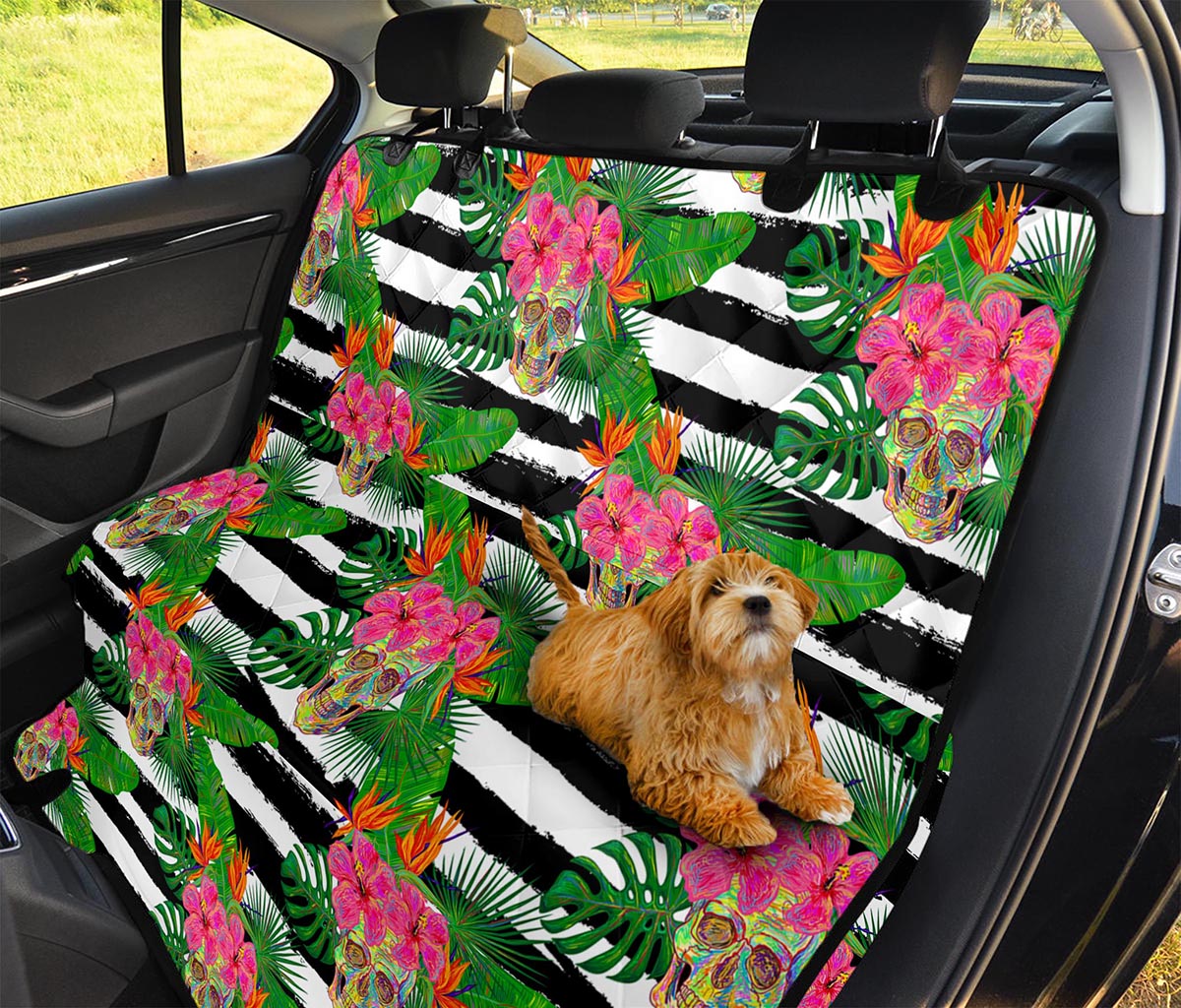 Aloha Skull Striped Pattern Print Pet Car Back Seat Cover
