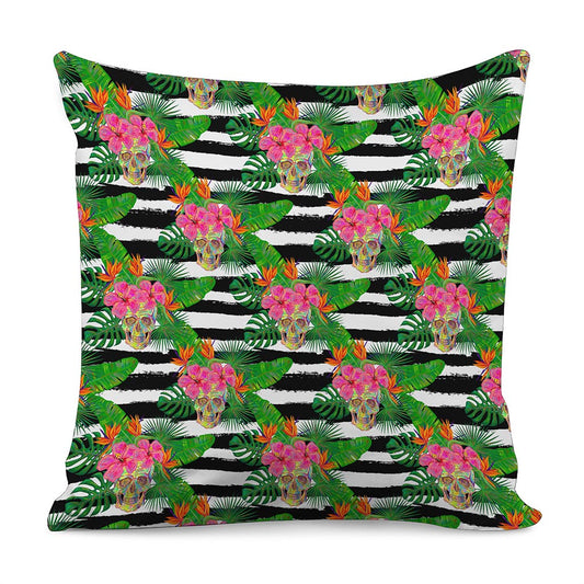 Aloha Skull Striped Pattern Print Pillow Cover