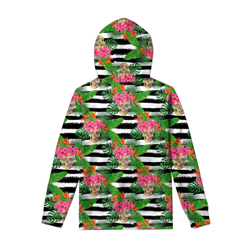 Aloha Skull Striped Pattern Print Pullover Hoodie