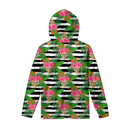 Aloha Skull Striped Pattern Print Pullover Hoodie