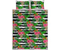 Aloha Skull Striped Pattern Print Quilt Bed Set