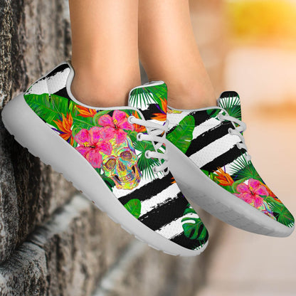 Aloha Skull Striped Pattern Print Sport Shoes GearFrost