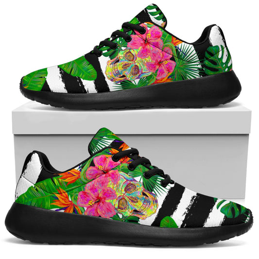 Aloha Skull Striped Pattern Print Sport Shoes GearFrost