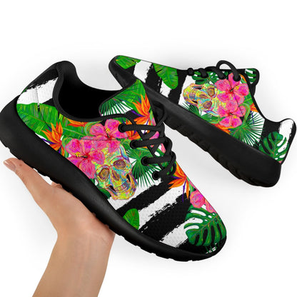 Aloha Skull Striped Pattern Print Sport Shoes GearFrost