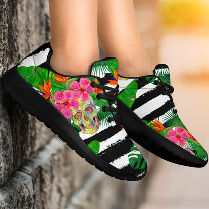Aloha Skull Striped Pattern Print Sport Shoes GearFrost