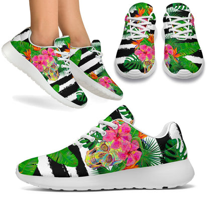 Aloha Skull Striped Pattern Print Sport Shoes GearFrost