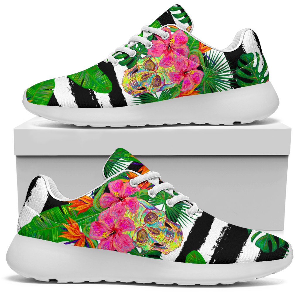 Aloha Skull Striped Pattern Print Sport Shoes GearFrost