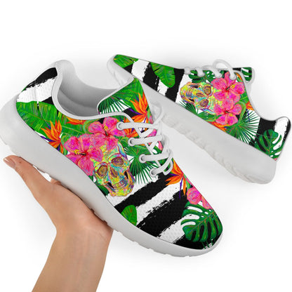 Aloha Skull Striped Pattern Print Sport Shoes GearFrost