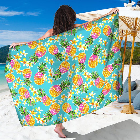 Aloha Summer Pineapple Pattern Print Beach Sarong Wrap