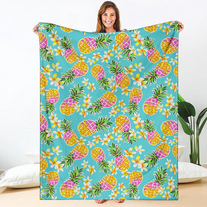 Aloha Summer Pineapple Pattern Print Blanket