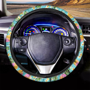 Aloha Summer Pineapple Pattern Print Car Steering Wheel Cover