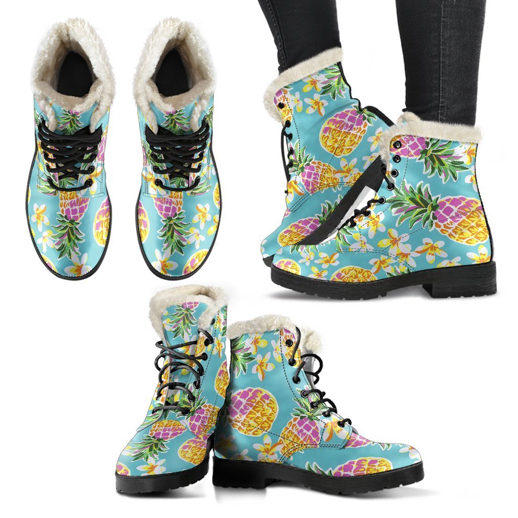 Aloha Summer Pineapple Pattern Print Comfy Boots GearFrost