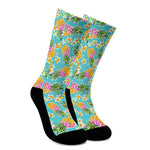 Aloha Summer Pineapple Pattern Print Crew Socks