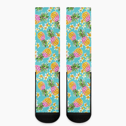Aloha Summer Pineapple Pattern Print Crew Socks