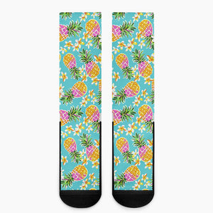 Aloha Summer Pineapple Pattern Print Crew Socks