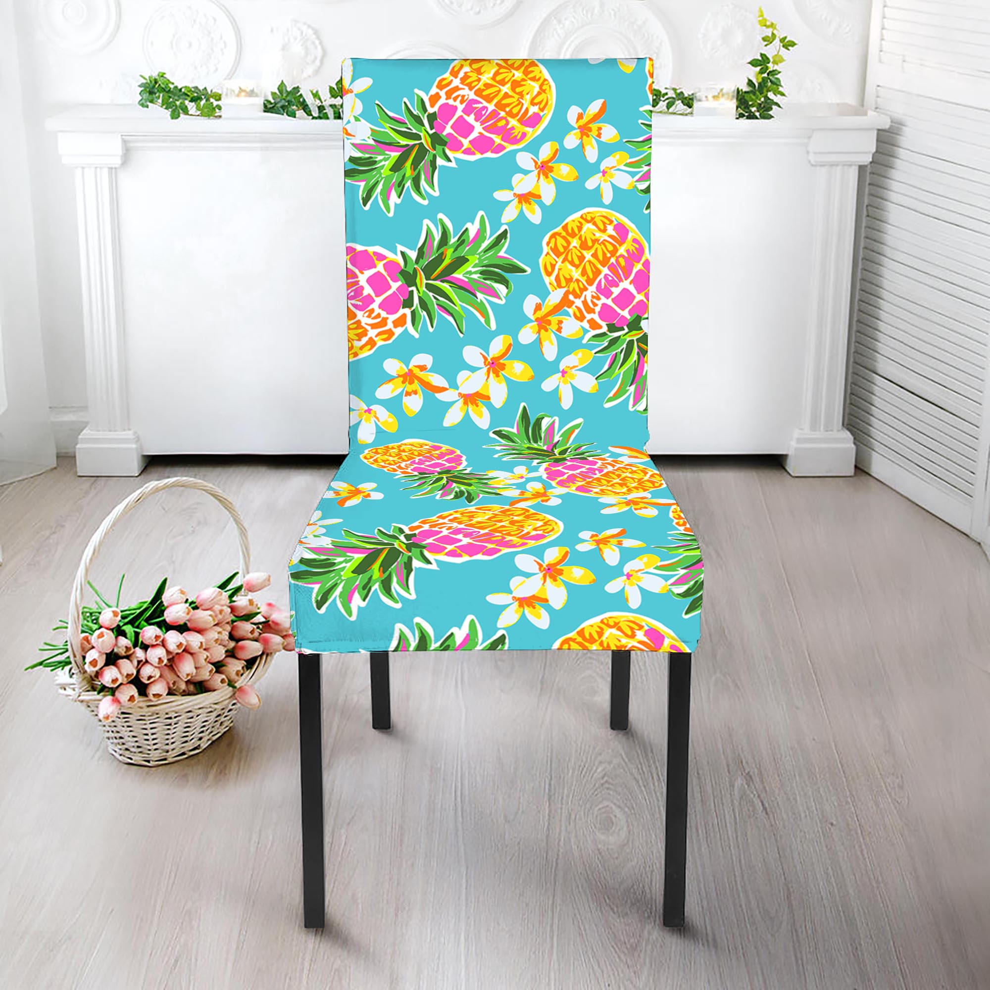 Aloha Summer Pineapple Pattern Print Dining Chair Slipcover