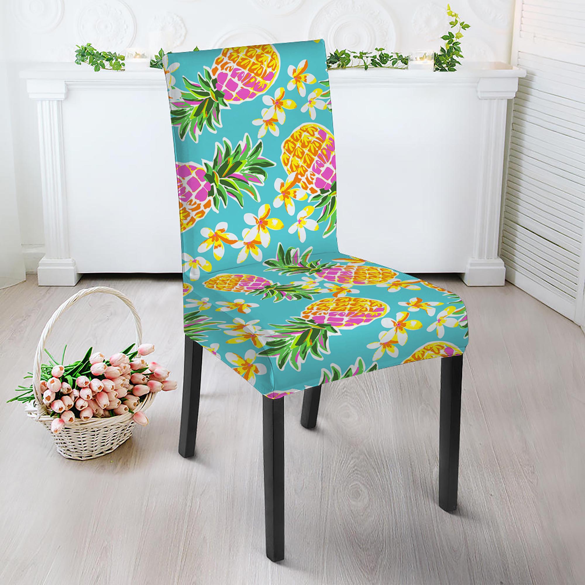 Aloha Summer Pineapple Pattern Print Dining Chair Slipcover