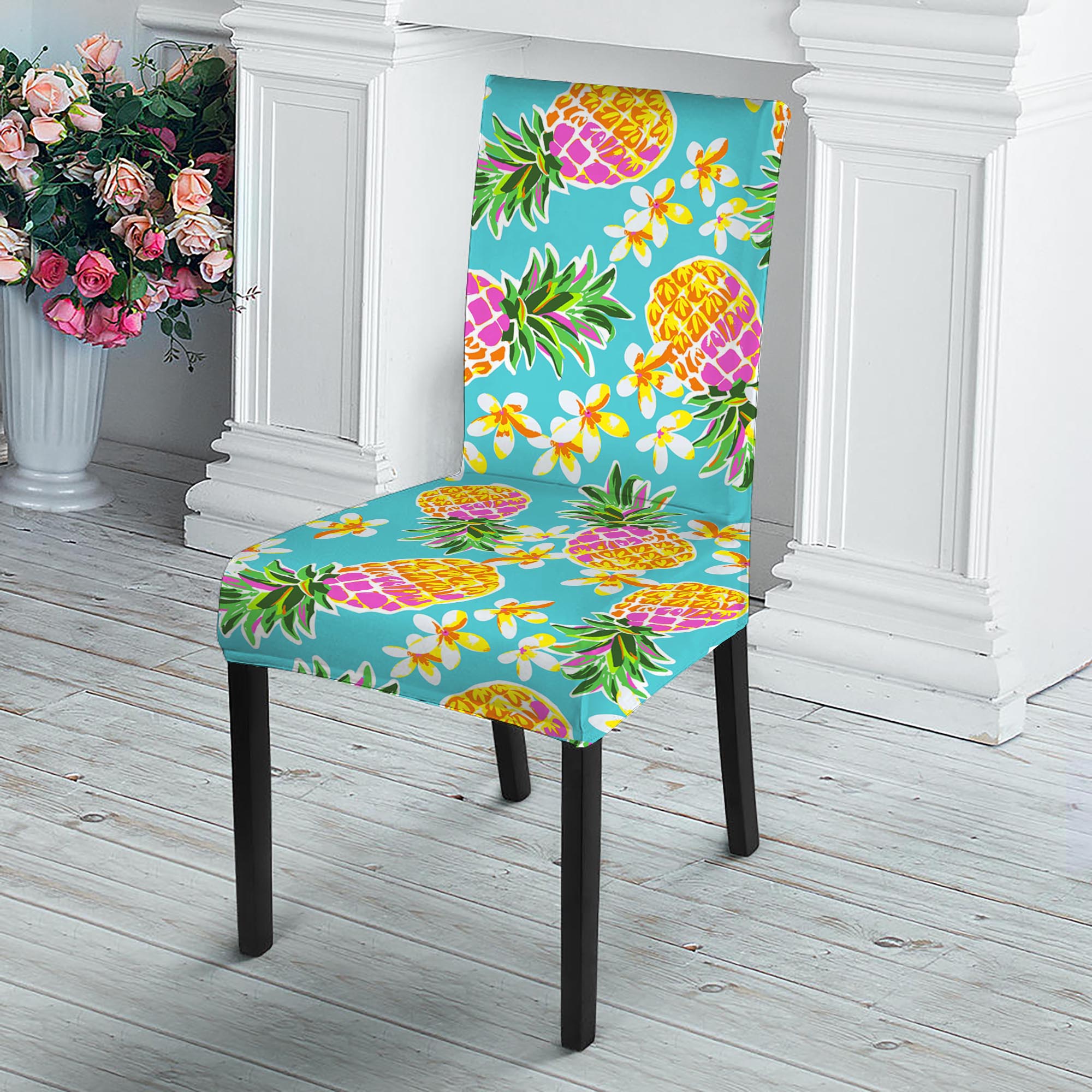 Aloha Summer Pineapple Pattern Print Dining Chair Slipcover