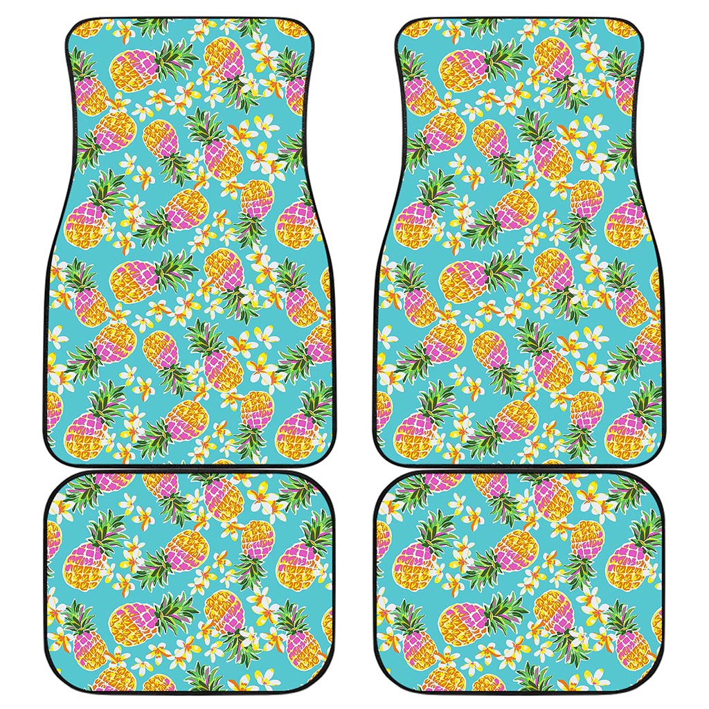 Aloha Summer Pineapple Pattern Print Front and Back Car Floor Mats