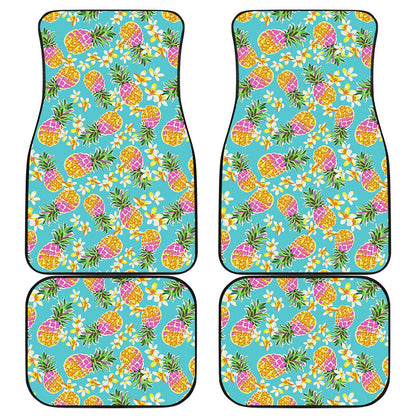 Aloha Summer Pineapple Pattern Print Front and Back Car Floor Mats